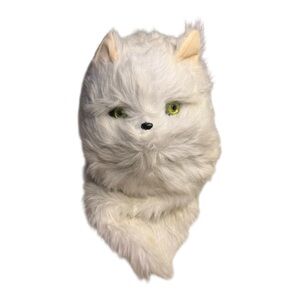 Halloween White Cat Mask Green Eyes Mouth Opening Breathable